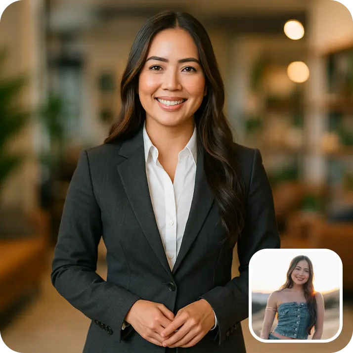 Professional headshot created with AI