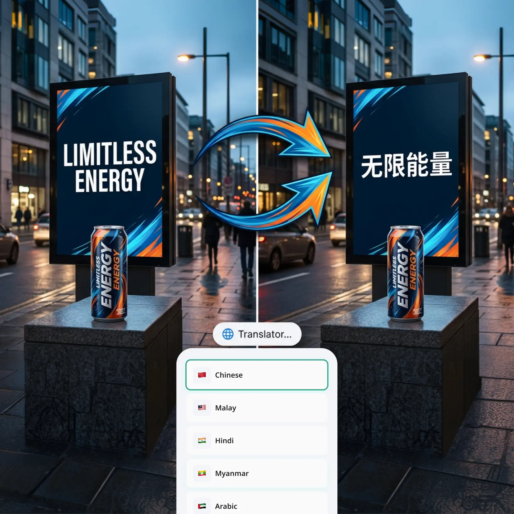 Translate English photos into any language with AI