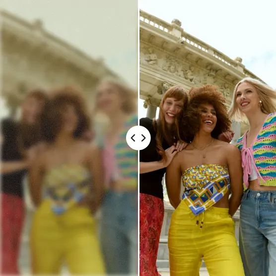 Edited with Lift Blurry group of women in front of a building turned crisp and vibrant