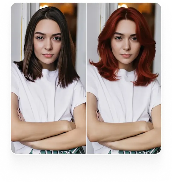 AI Hairstyle Changer example Women portrait with different hair styles
