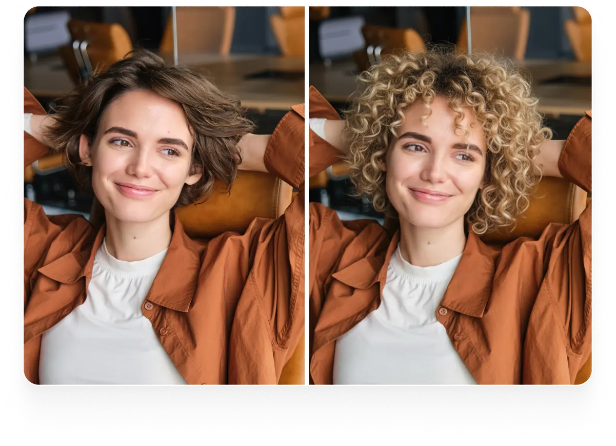AI Hairstyle Changer example Women portrait with different hair styles
