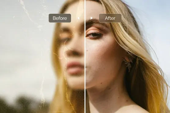 Vintage portrait of a woman restored to clear, modern quality