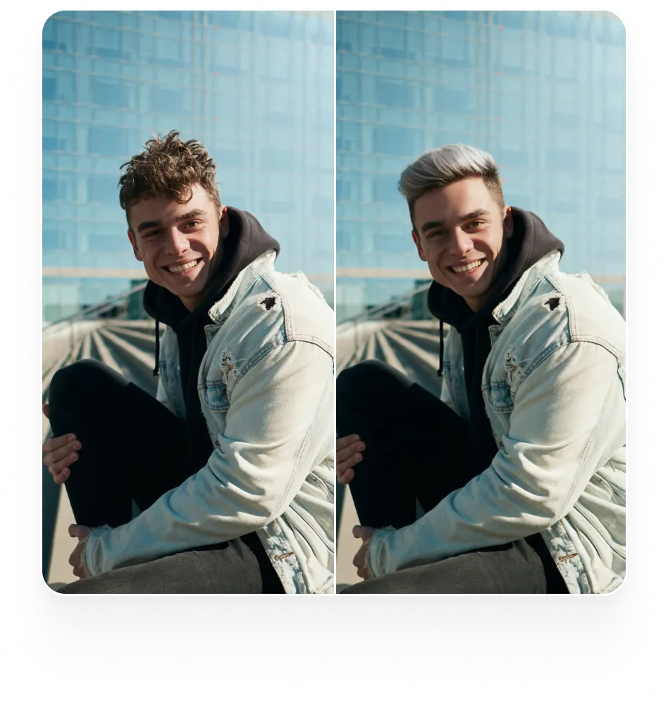 AI Hairstyle Changer example Men portrait with different hair styles