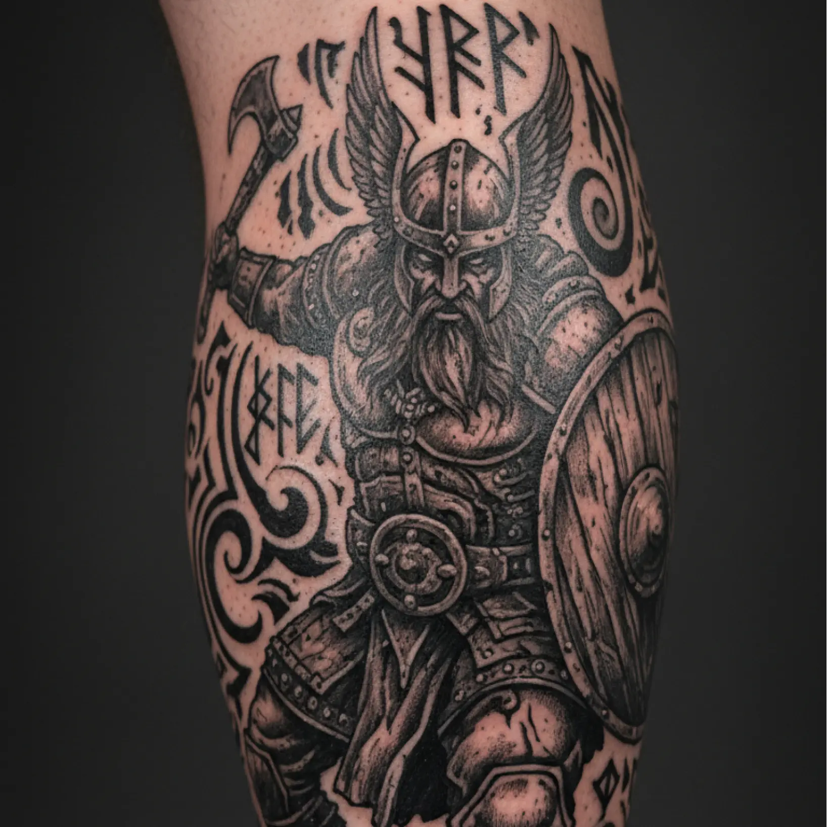 AI generated tattoo design previewed on leg