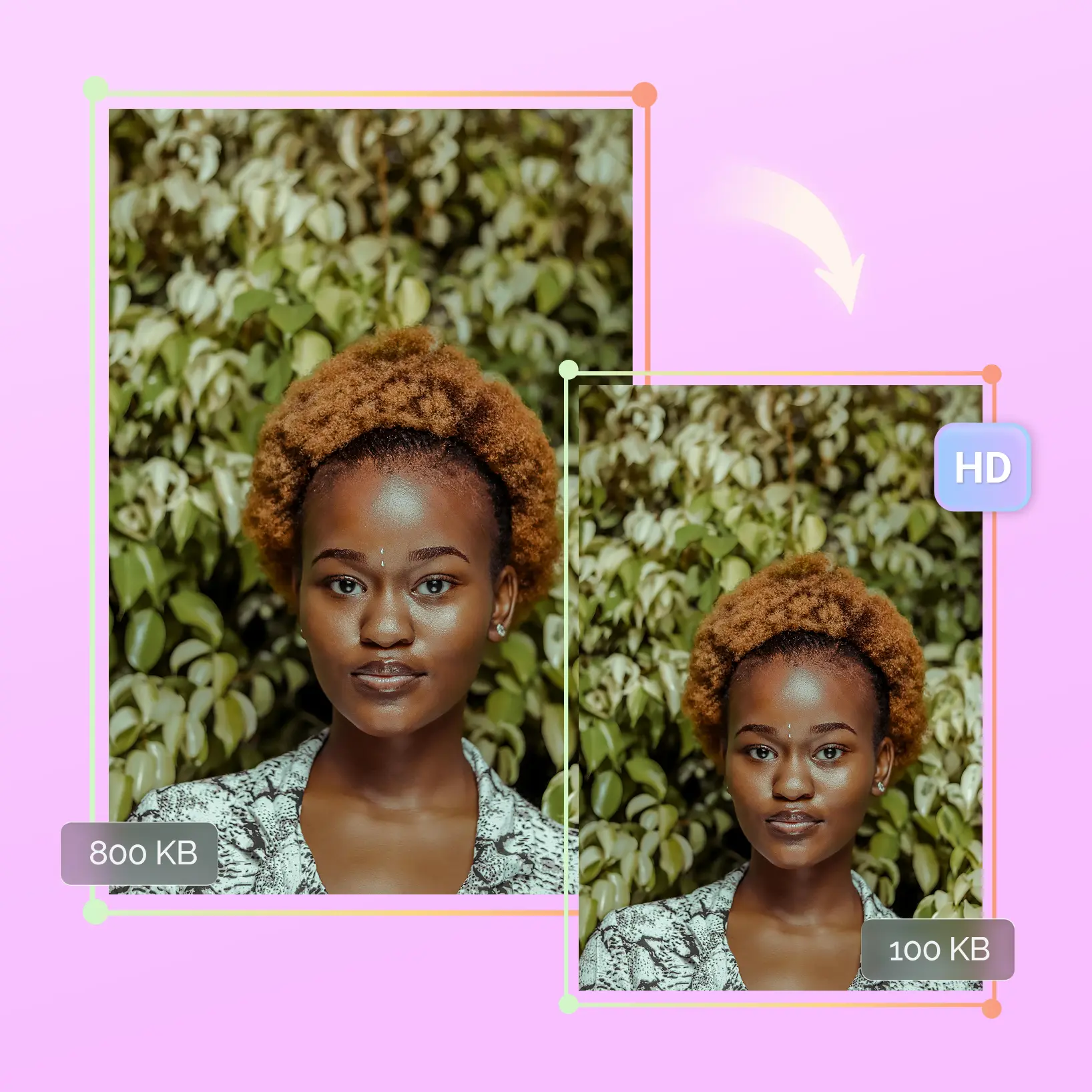 Visual representation of Lift's JPEG compression tool