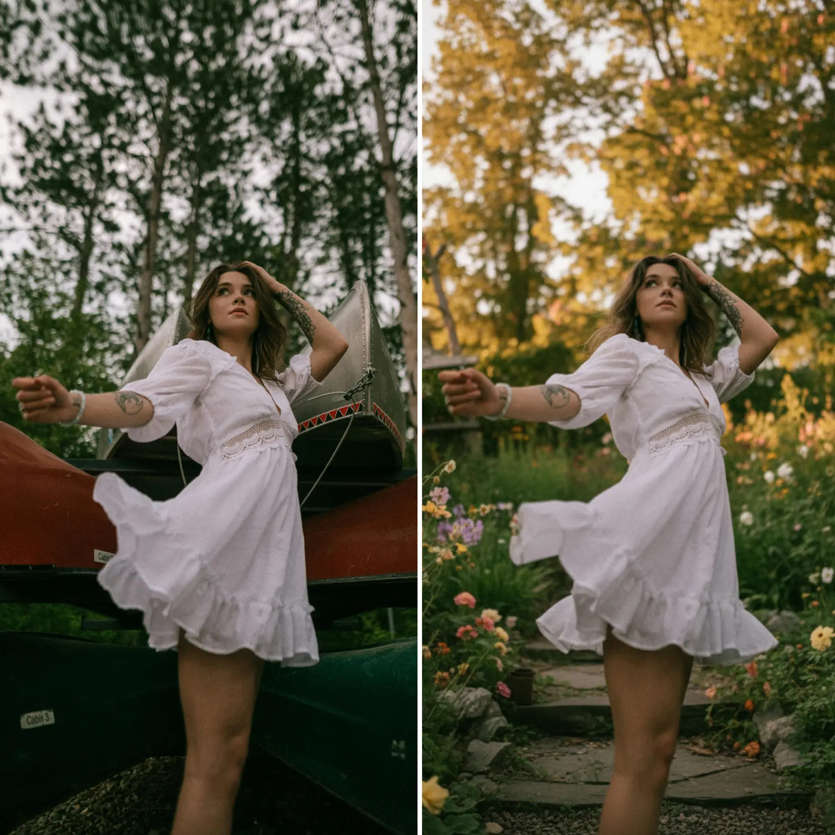 Before-and-after example of photo background replacement in photo editing. Before-and-after example of photo background replacement in photo editing.